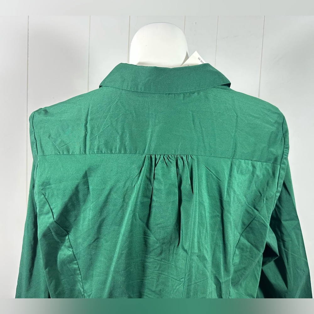 NWT Lane Bryant Women’s Sz 26 Green Ruched Button Down Shirt Blouse Long Sleeve - Picture 5 of 9